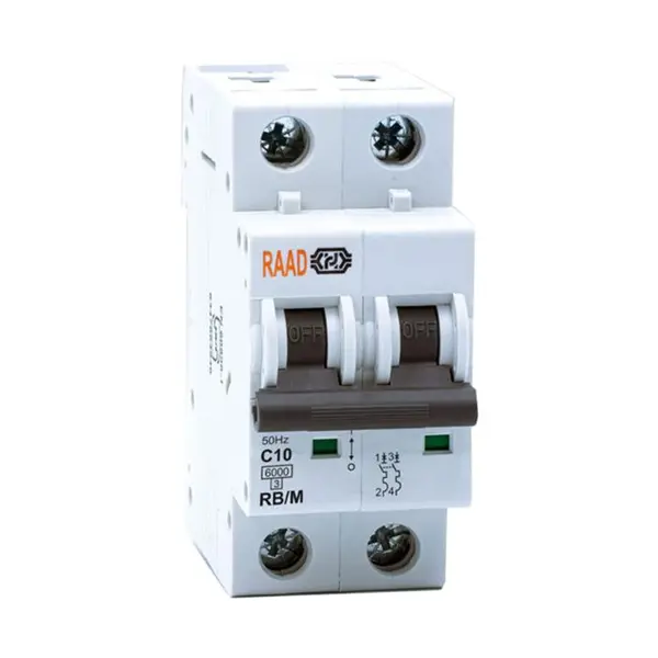 کلید مینیاتوری 2 پل 10 آمپر RB-M-2P-C10-6KA رعد - 2