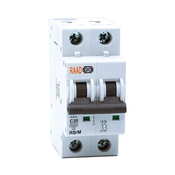 کلید مینیاتوری 2 پل 20 آمپر RB-M-2P-C20-6KA رعد - 2