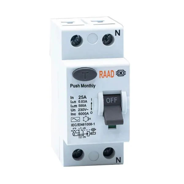 کلید محافظ جان 2 پل 25 آمپر RBRC-2P-25A-6kA رعد - 2
