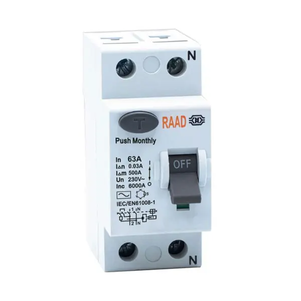 کلید محافظ جان 2 پل 63 آمپر RBRC-2P-63A-6kA رعد - 2