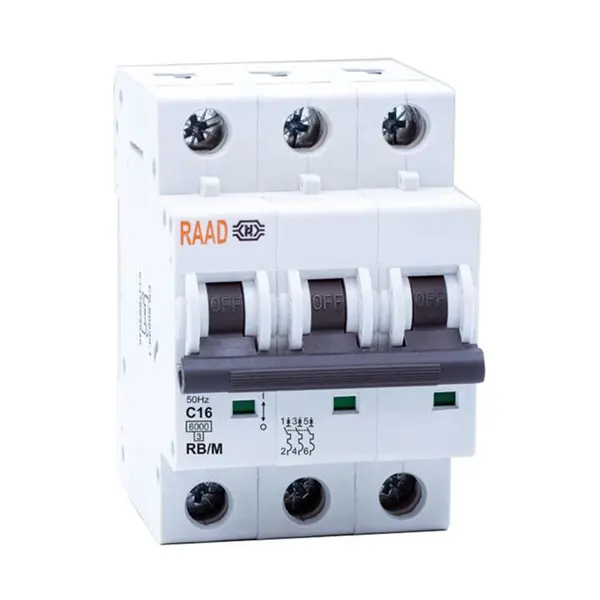 کلید مینیاتوری 3 پل 16 آمپر RB-M-3P-C16-6KA رعد - 2