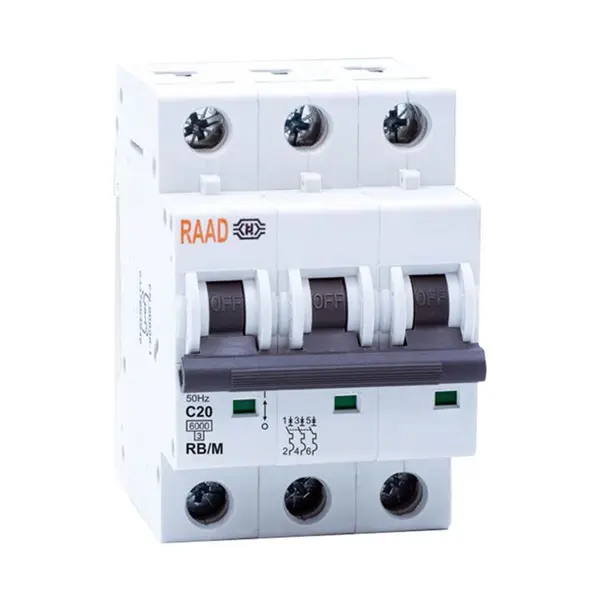 کلید مینیاتوری 3 پل 20 آمپر RB-M-3P-C20-6KA رعد - 2