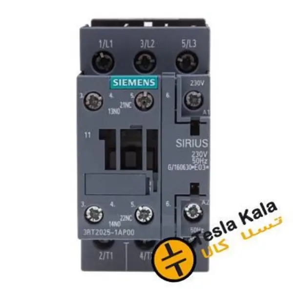 کنتاکتور قدرت، 38 آمپر، 18.5 کیلووات، بوبین 230VAC ،مدل SIEMENS 3RT2028-1AP00