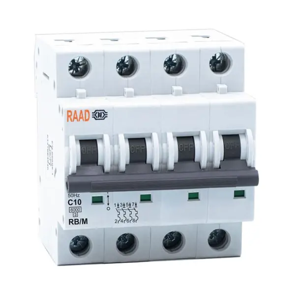 کلید مینیاتوری 4 پل 10 آمپر RB-M-4P-C10-6KA رعد - 2