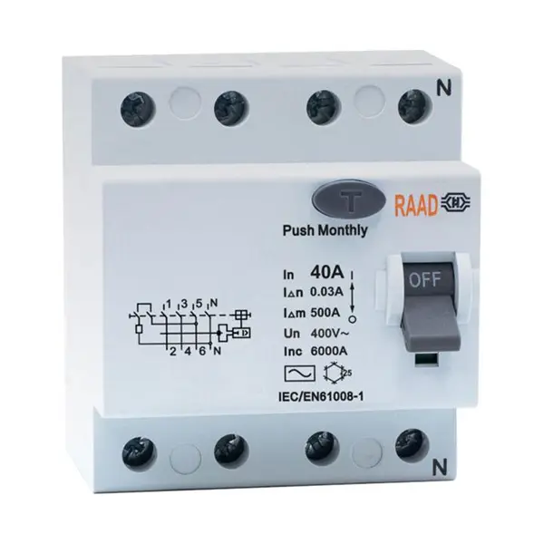 کلید محافظ جان 4 پل 40 آمپر RBRC-4P-40A-6kA رعد - 2