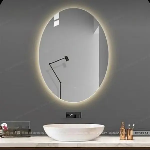 آینه سرویس بهداشتی تارا دکور مدل بک لایت ساده بیضی کد B161 - 3