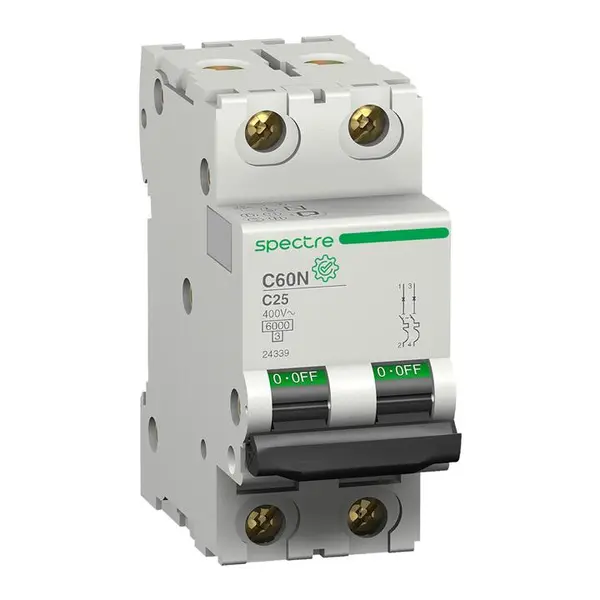 کلید مینیاتوری c60n دو پل 6 آمپر منحنی قطع c اسپکتر - 2