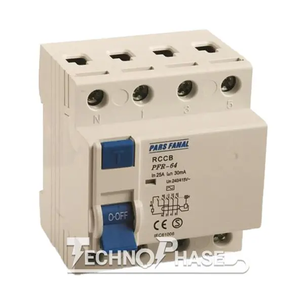 کلید محافظ جان (RCCB) چهار پل 32 آمپر پارس فانال مدل PFR4P - 5