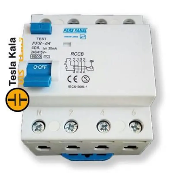 کلید محافظ جان (RCCB) چهار پل 32 آمپر پارس فانال مدل PFR4P - 2