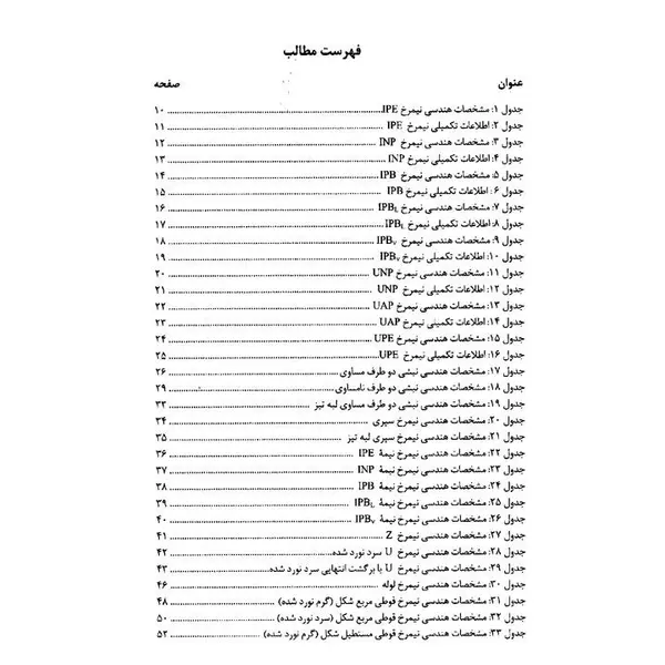 جداول پروفیل های ساختمانی - 3