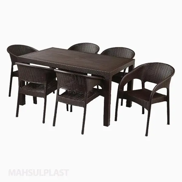 ست میز و صندلی ۶ نفره پلاستیکی مدل حصیری ناصر۳۲۱-۹۹۲ - 5