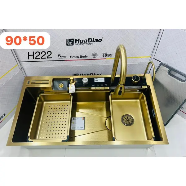 سینک آبشاری استیل سری جدید 5 کلید Huadiao سایز 90 سانت - 2