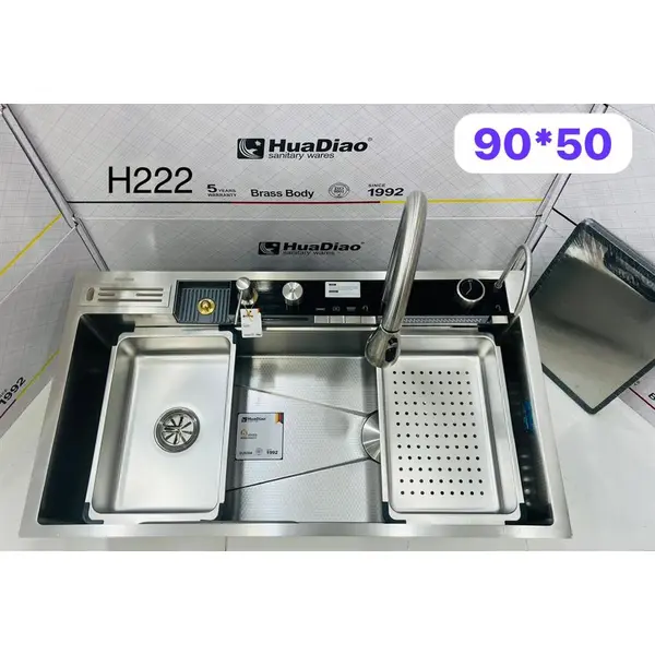 سینک آبشاری استیل سری جدید 5 کلید Huadiao سایز 90 سانت - 3