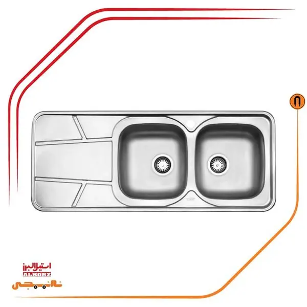 سینک دو لگنه نیمه فانتزی 217 توکار استیل البرز - 6