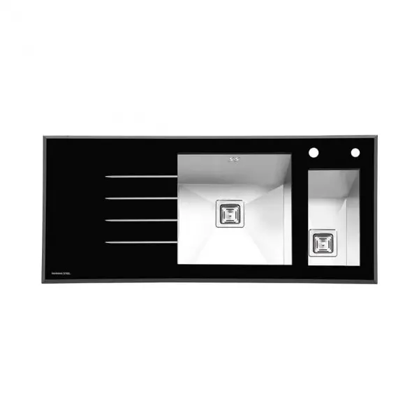 سینک ظرفشویی شیشه ای توکار پرنیان استیل مدل PS4103 - 2