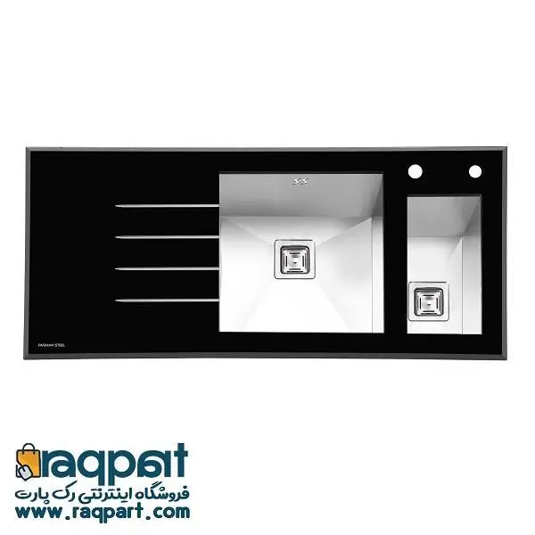 سینک ظرفشویی شیشه ای توکار پرنیان استیل مدل PS4103 - 3