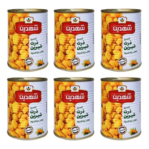 کنسرو ذرت شیرین شهدین - 370 گرم بسته 6 عددی - 6