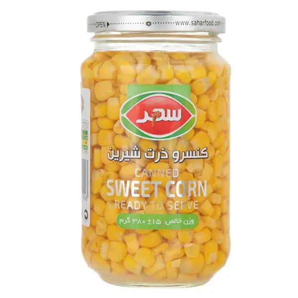 کنسرو ذرت شیرین شیشه سحر 380 گرم - 2