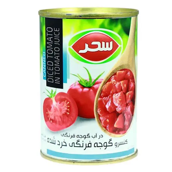کنسرو گوجه فرنگی خرد شده در آب گوجه فرنگی سحر 400 گرم - 2