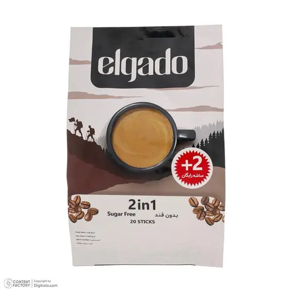 قهوه فوری بدون قند 2 در 1 الگادو - 10.6 گرم بسته 20 عددی - 4