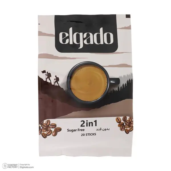 قهوه فوری بدون قند 2 در 1 الگادو - 10.6 گرم بسته 20 عددی - 3