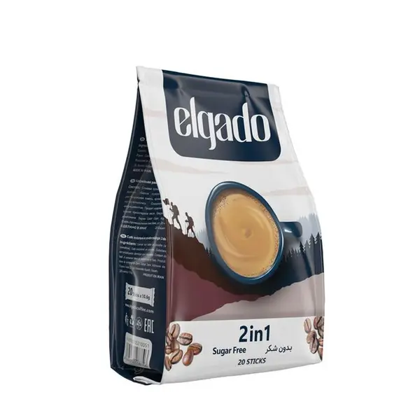 قهوه فوری بدون قند 2 در 1 الگادو - 10.6 گرم بسته 20 عددی - 6