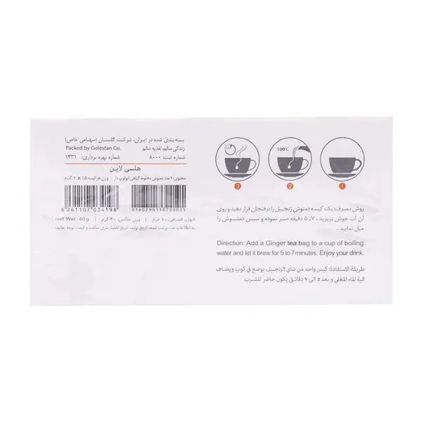 دمنوش مخلوط گیاهی انرژی با طعم زنجبیل 20 عددی گلستان - 5