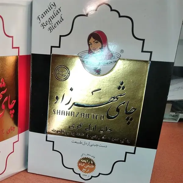 چای شهرزاد400گرم دردو رنگ قرمز ومشکی معطر وساده چای درپک 10عددی