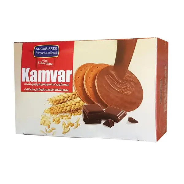 بیسکویت با سبوس فرآوری شده با روکش شکلات کامور مقدار 200 گرم - 4