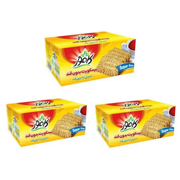 بیسکویت رژیمی با ارد گندم و تزئین کنجد بدون قند کامور - 360 گرم بسته 3 عددی - 3