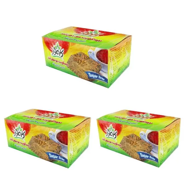 بیسکویت رژیمی با ارد گندم و تزئین شوید بدون قند کامور - 360 گرم بسته 3 عددی - 2