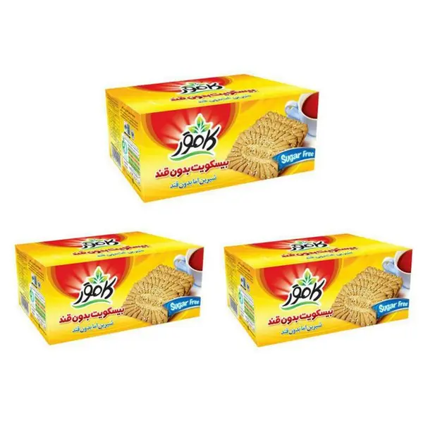 بیسکویت رژیمی با ارد گندم و تزئین کنجد بدون قند کامور - 360 گرم بسته 3 عددی - 2
