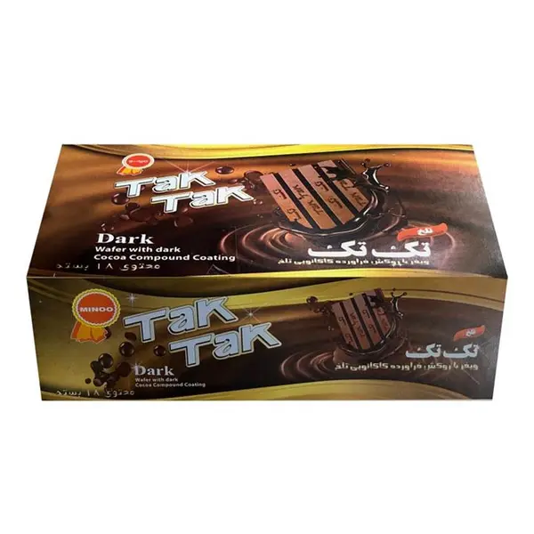 ویفر تک تک با روکش فرآورده کاکائویی تلخ مینو - 38 گرم بسته 18 عددی - 3