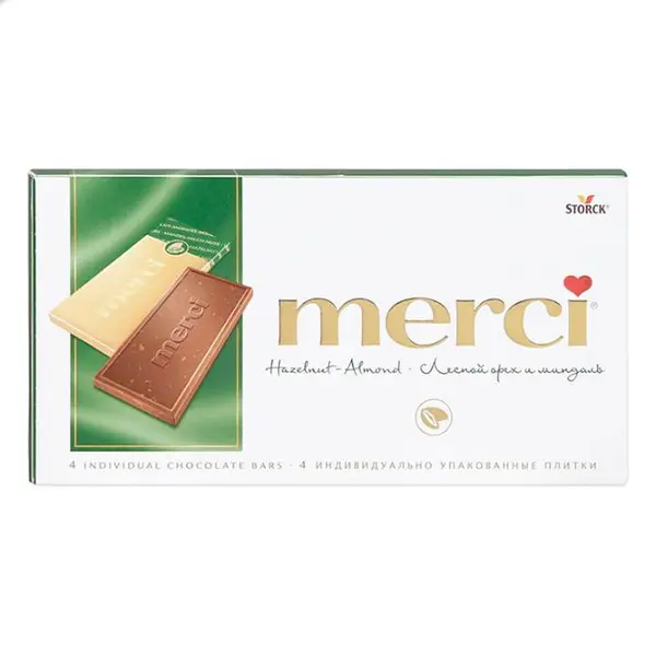 شکلات تخته ای مرسی با طعم بادام و فندق merci - 2