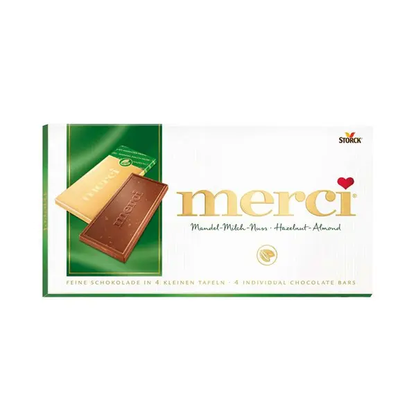 شکلات تخته ای مرسی با طعم بادام و فندق merci - 3