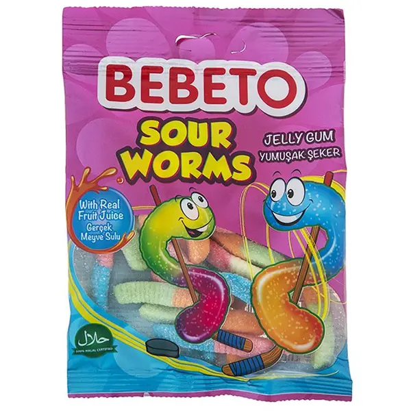 پاستیل ببتو مدل Sour Worms مقدار 80 گرم - 2