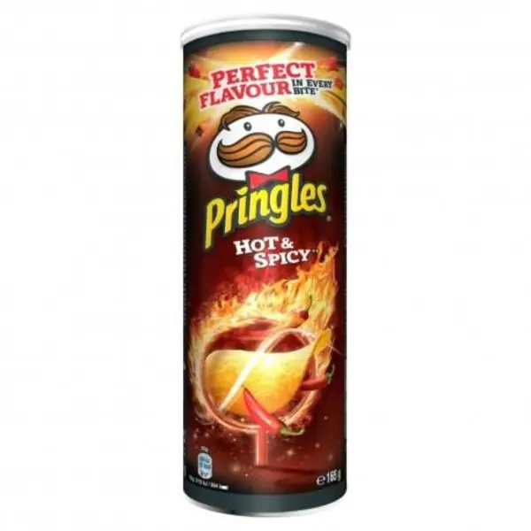 چیپس فلفلی پرینگلز pringles مدل تند و اسپایسی  hot & spicy وزن 165 گرم