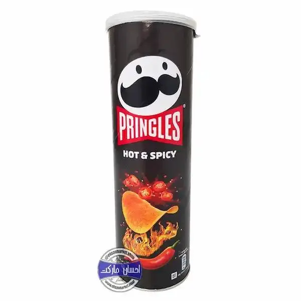چیپس فلفلی پرینگلز pringles مدل تند و اسپایسی  hot & spicy وزن 165 گرم