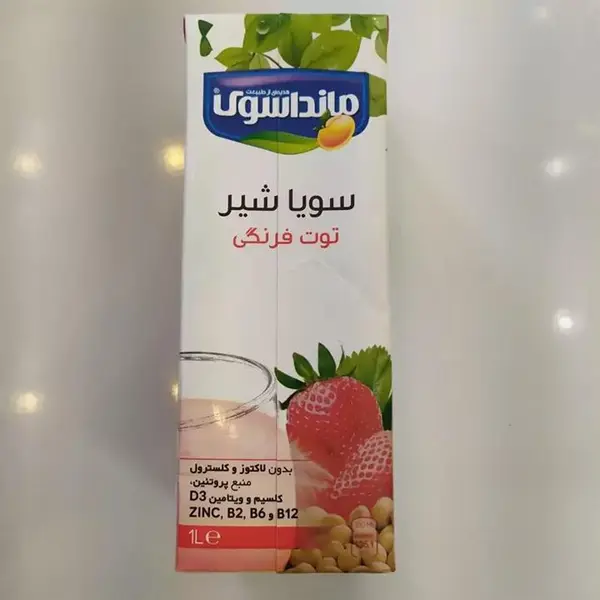 شیر سویا مانداسوی با طعم توت فرنگی - 1 لیتر - 6