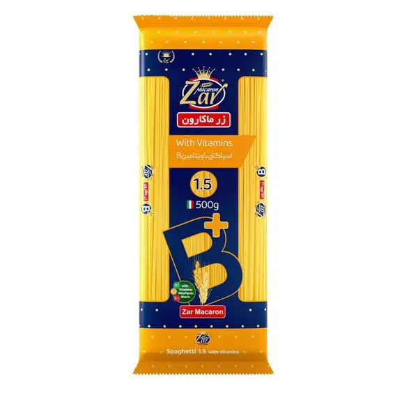 اسپاگتی قطر 1.5 حاوی ویتامین B زرماکارون مقدار 500 گرم - 4