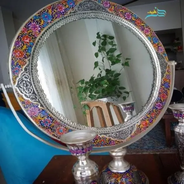 آینه شمعدان برنجی روکش نقره - 2