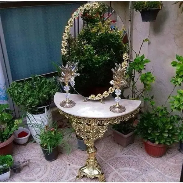 سرویس کامل آینه و شمعدان و میز کنسول آلیاژ - 3