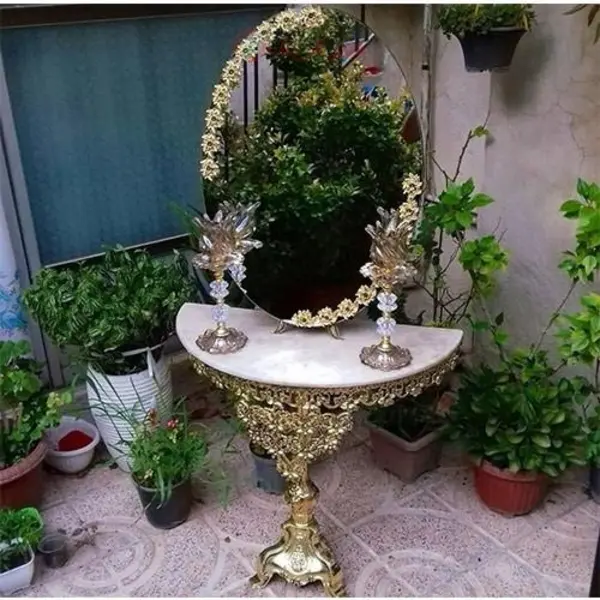 سرویس کامل آینه و شمعدان و میز کنسول آلیاژ - 2