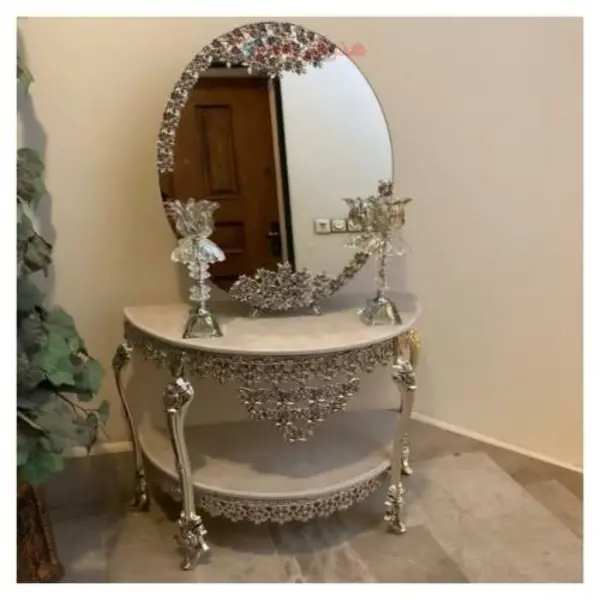 سرویس کامل آینه شمعدان و کنسول آلیاژ، رنگ ثابت، باکیفیت درجه یک و عالی - 3