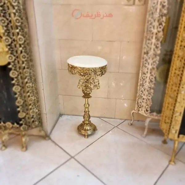 میز تلفن تک پایه برنزی طرح جدید مدل گل سرخ شیک و خاص - 2