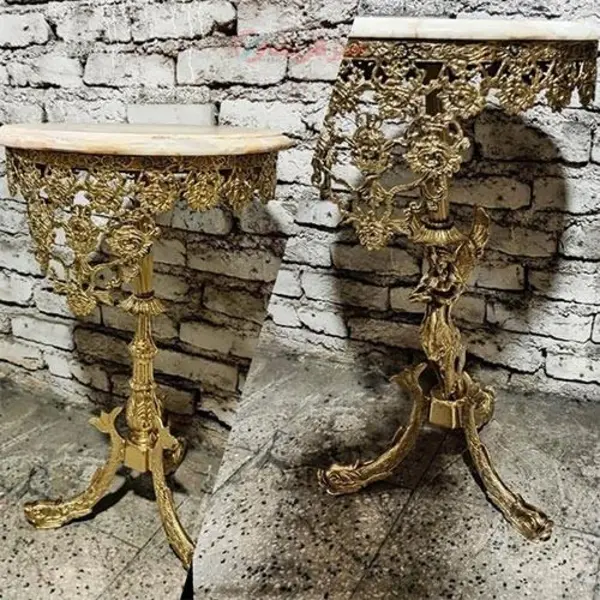 میز تلفن پایه ماهی ستون فرشته و سوراهی گل رز، آبکاری درجه یک - 2