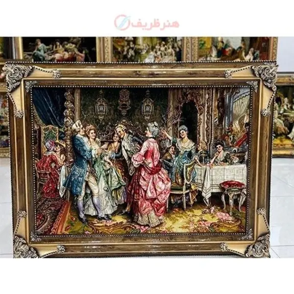 تابلو فرش مهمانی شب چله، چله ابریشم، نفیس و با کیفیت بالا و جنس قاب درجه یک - 3