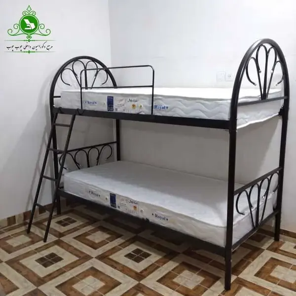 تخت خواب دو طبقه فلزی فرفوژه مدل طاووسی بدون تشک - 4
