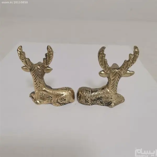 مجسمه جفت گوزن نشسته برنجی - 2