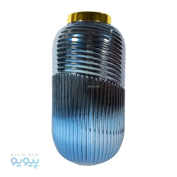 گلدان شیشه ای کبریتی لبه طلایی - 3